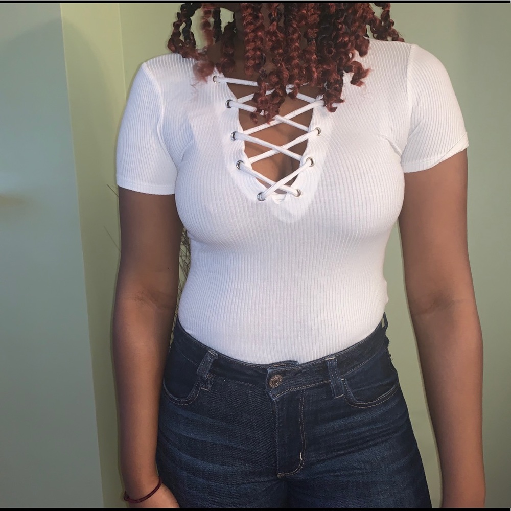 White short sleeved bodysuit